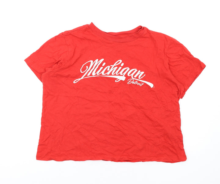 H&M Womens Red Cotton Camisole T-Shirt Size M Round Neck