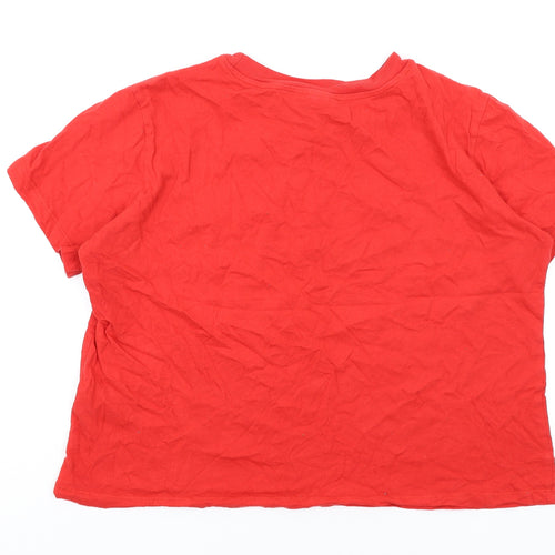 H&M Womens Red Cotton Camisole T-Shirt Size M Round Neck