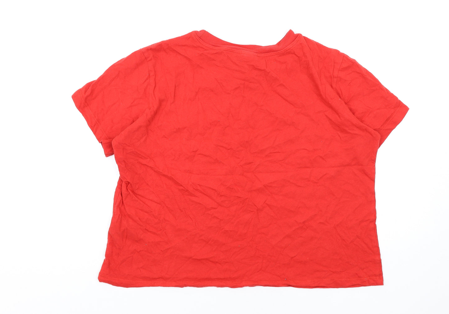 H&M Womens Red Cotton Camisole T-Shirt Size M Round Neck