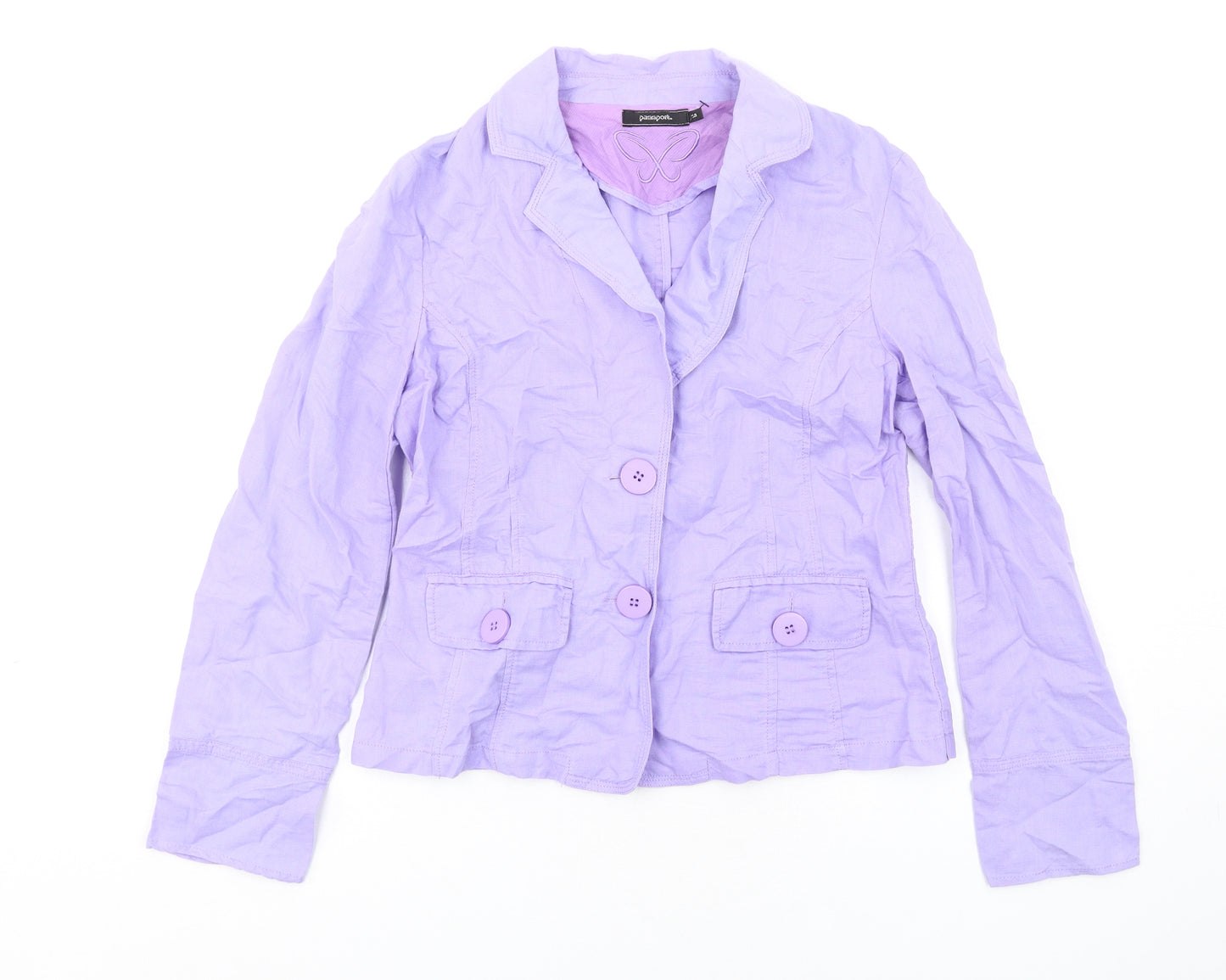 Passport Womens Purple Jacket Blazer Size 10 Button