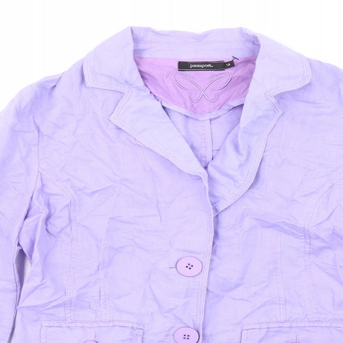 Passport Womens Purple Jacket Blazer Size 10 Button