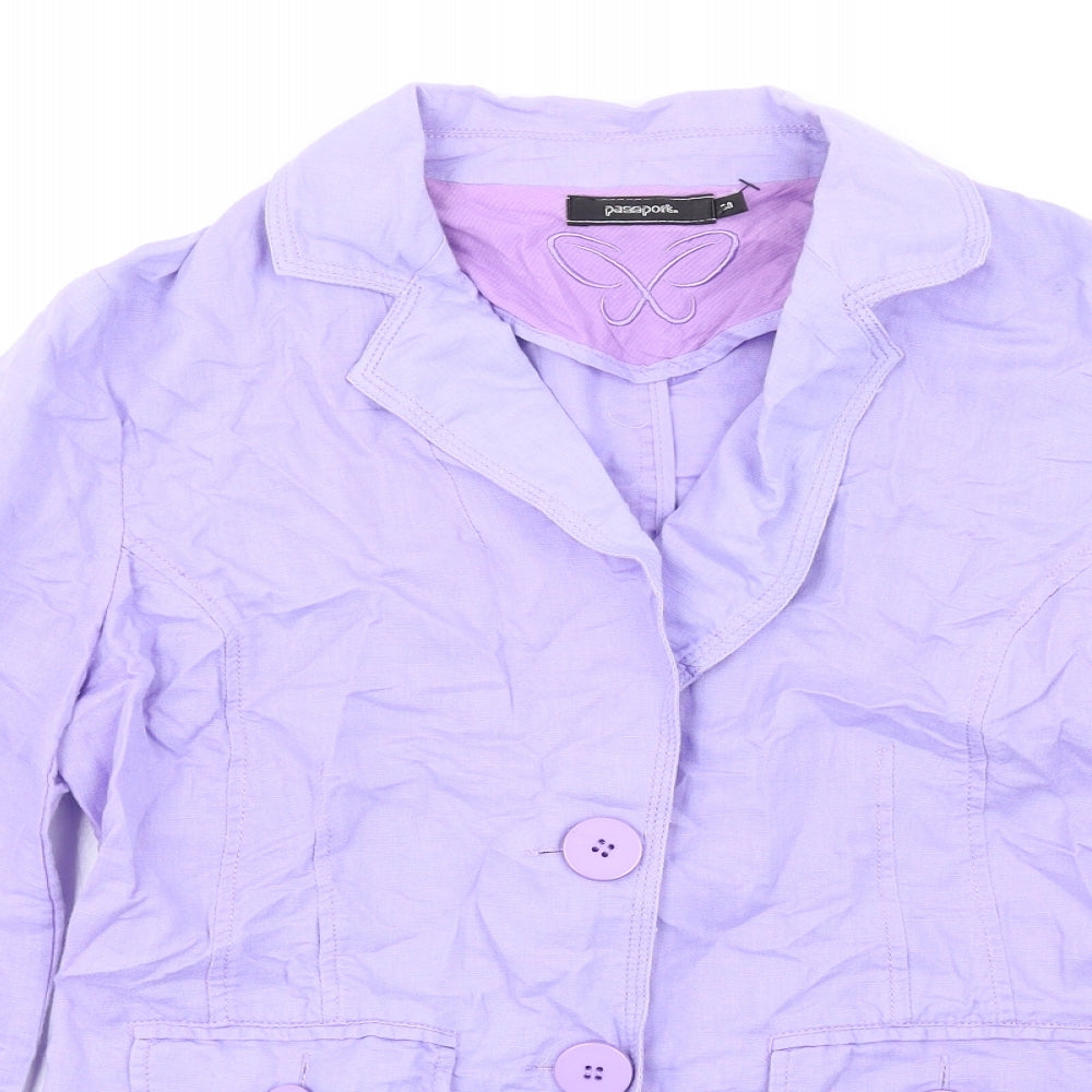 Passport Womens Purple Jacket Blazer Size 10 Button