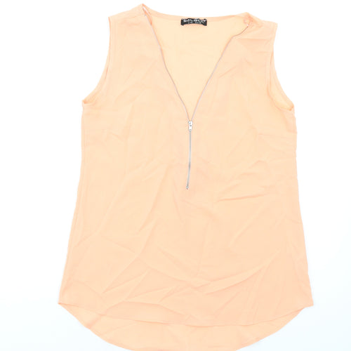Select Womens Pink Polyester Basic Tank Size 12 V-Neck
