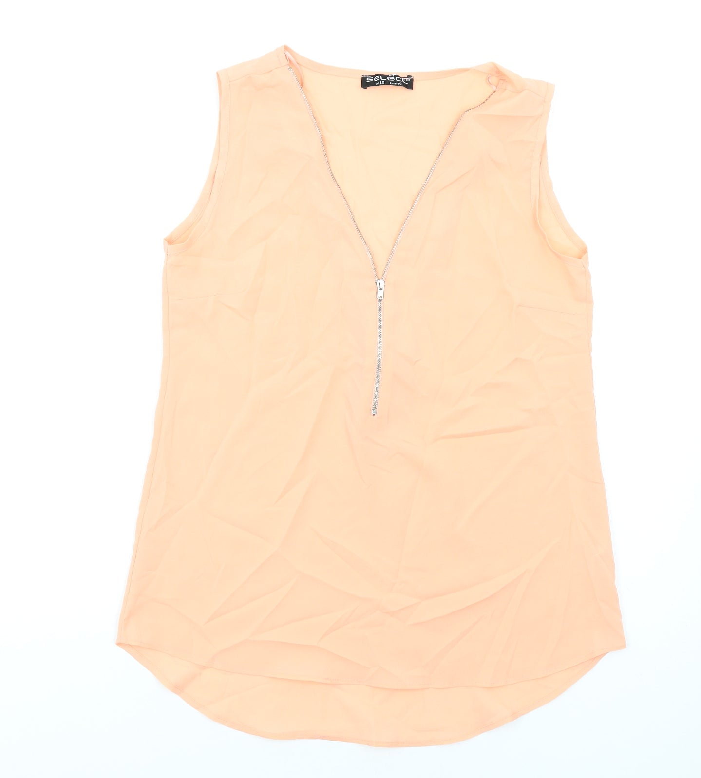 Select Womens Pink Polyester Basic Tank Size 12 V-Neck