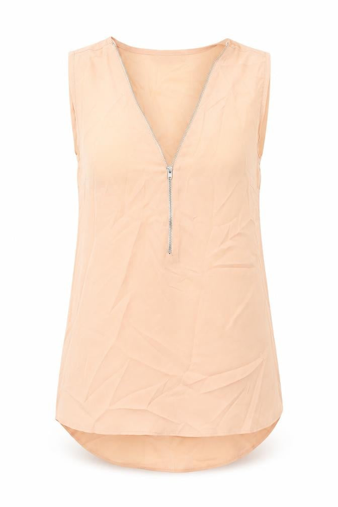 Front view of Select women’s pink polyester basic tank, size UK 12, v-neck