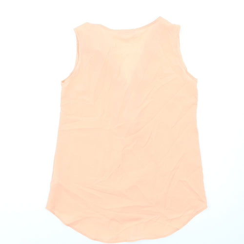 Select Womens Pink Polyester Basic Tank Size 12 V-Neck