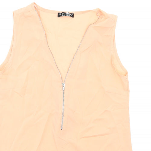 Select Womens Pink Polyester Basic Tank Size 12 V-Neck