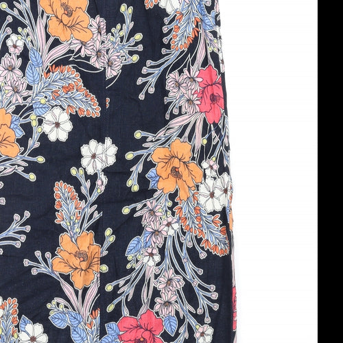 NEXT Womens Multicoloured Floral Linen Tank Dress Size 8 Round Neck Pullover