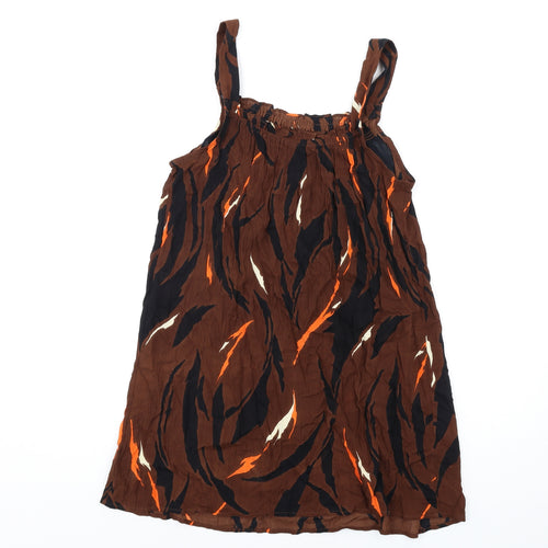 NEXT Womens Brown Geometric Viscose A-Line Size 10 Square Neck Pullover