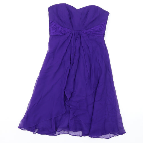 Coast Womens Purple Silk A-Line Size 8 Sweetheart Zip