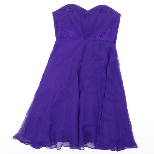 Coast Womens Purple Silk A-Line Size 8 Sweetheart Zip