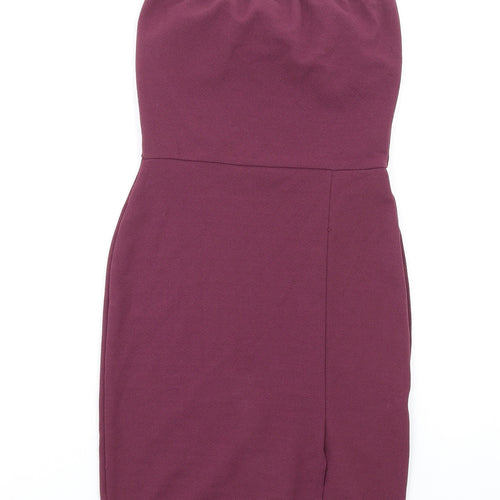 prettylitt Womens Purple Polyester Bodycon Size 8 Square Neck Pullover