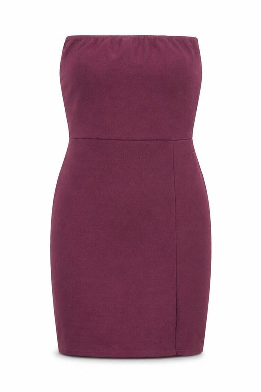 Front view of PRETTYLITTLETHING prettylitt women’s purple polyester bodycon, size UK 8, square neck pullover