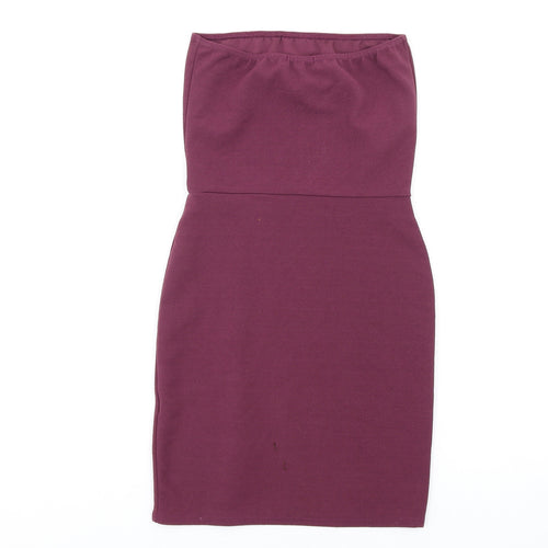 prettylitt Womens Purple Polyester Bodycon Size 8 Square Neck Pullover