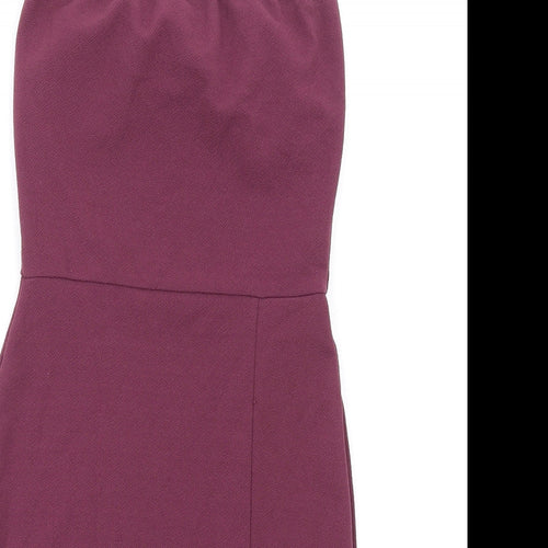 prettylitt Womens Purple Polyester Bodycon Size 8 Square Neck Pullover