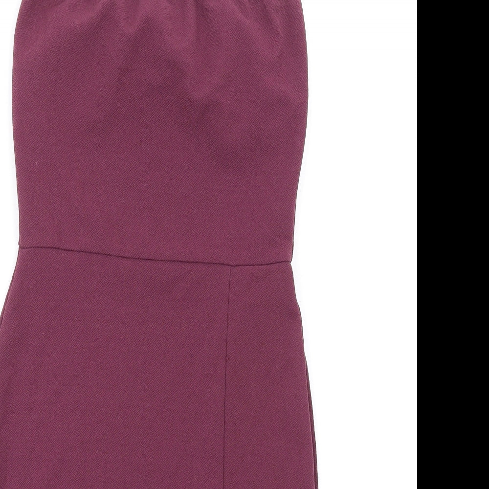 prettylitt Womens Purple Polyester Bodycon Size 8 Square Neck Pullover