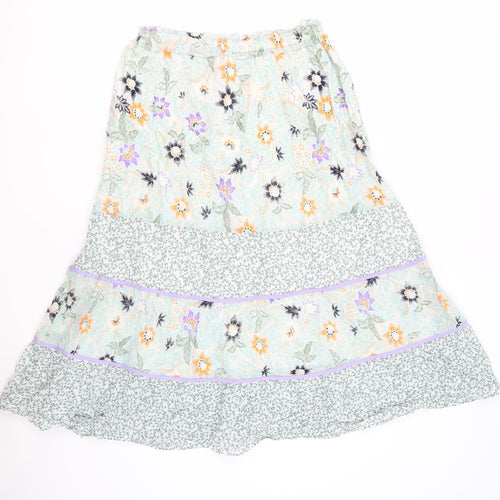 Per Una Womens Multicoloured Geometric Cotton A-Line Skirt Size 10