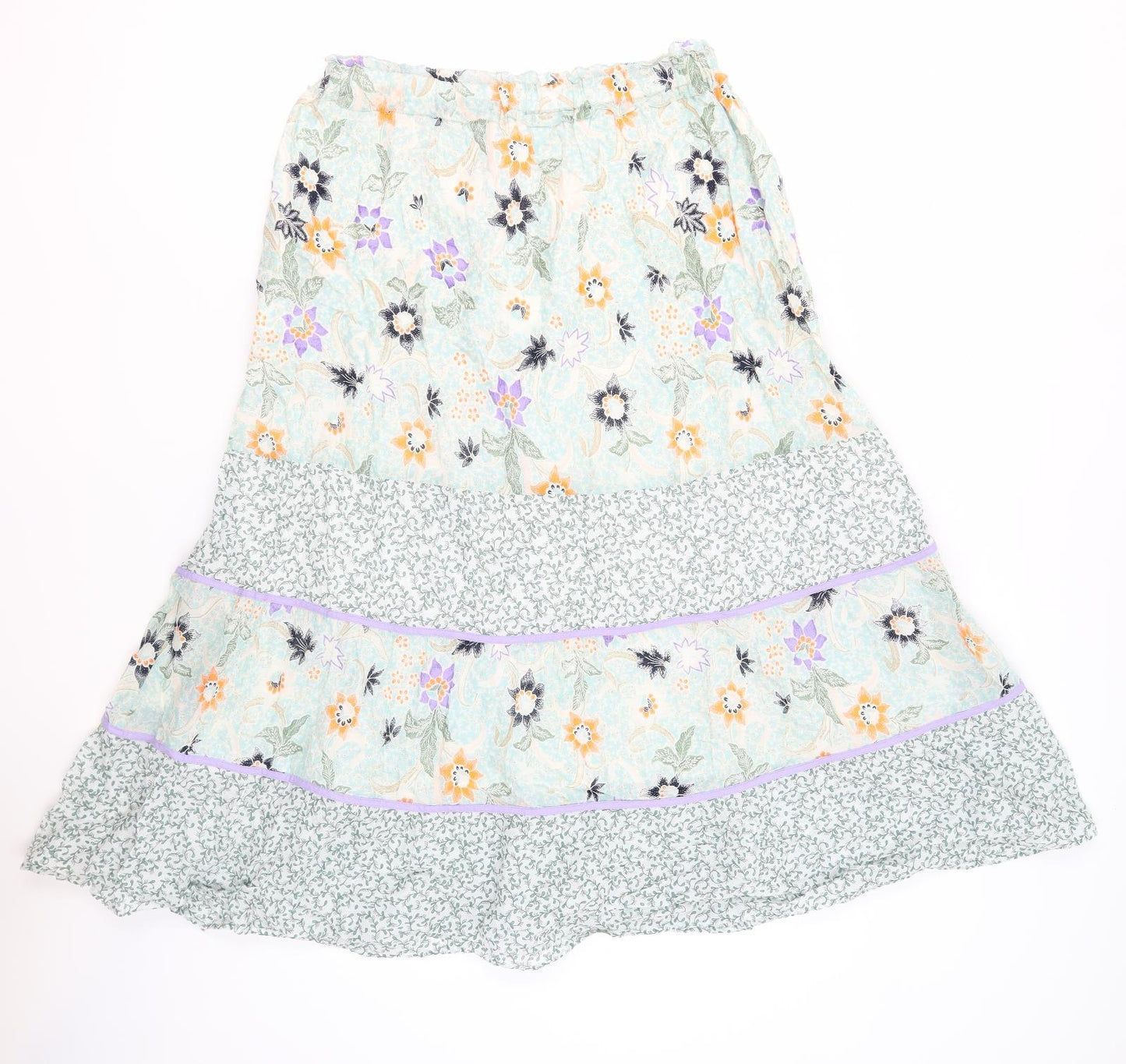 Per Una Womens Multicoloured Geometric Cotton A-Line Skirt Size 10