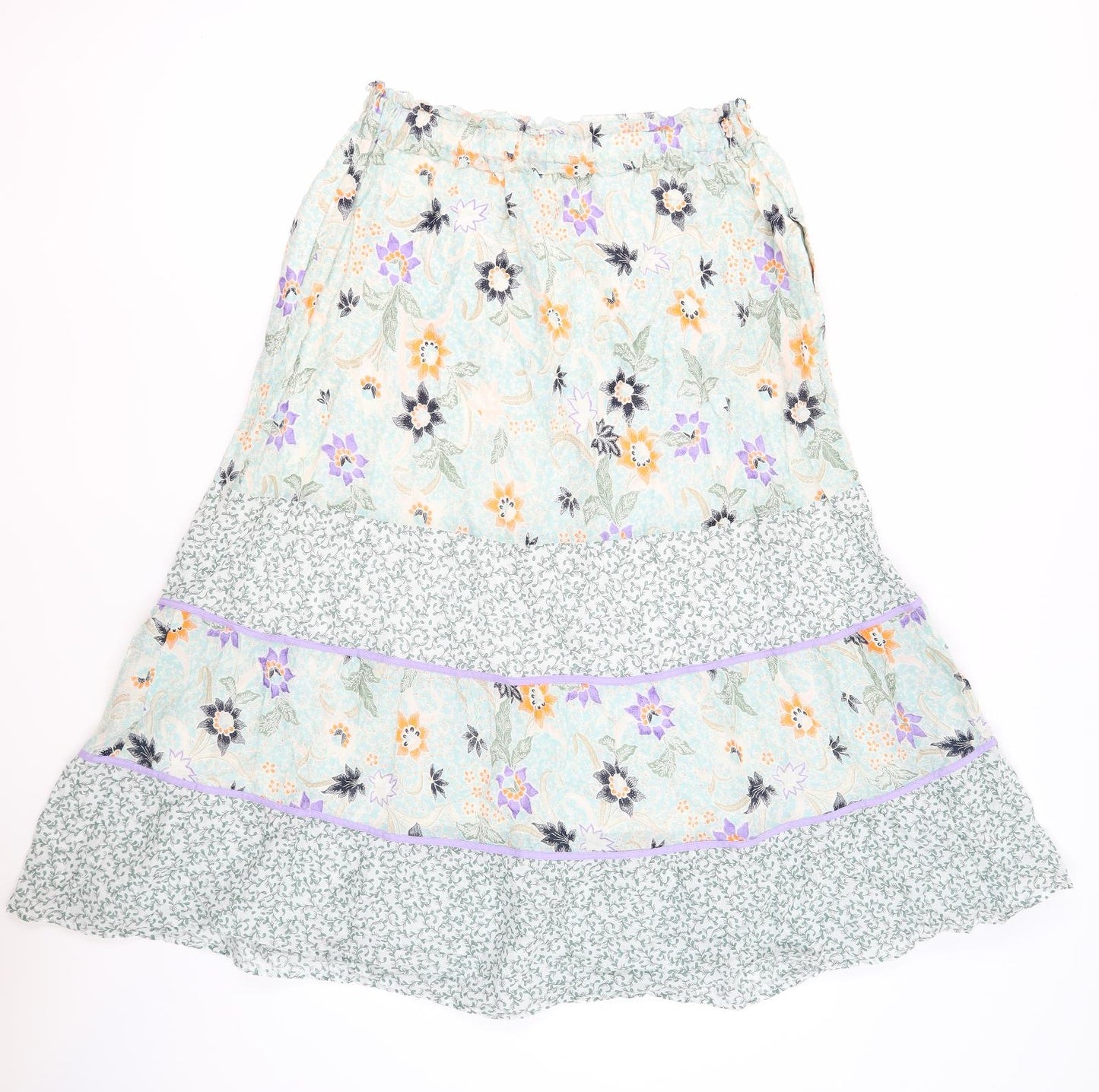 Per Una Womens Multicoloured Geometric Cotton A-Line Skirt Size 10