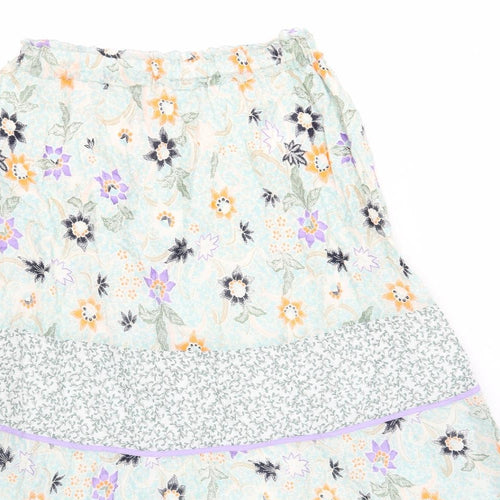 Per Una Womens Multicoloured Geometric Cotton A-Line Skirt Size 10