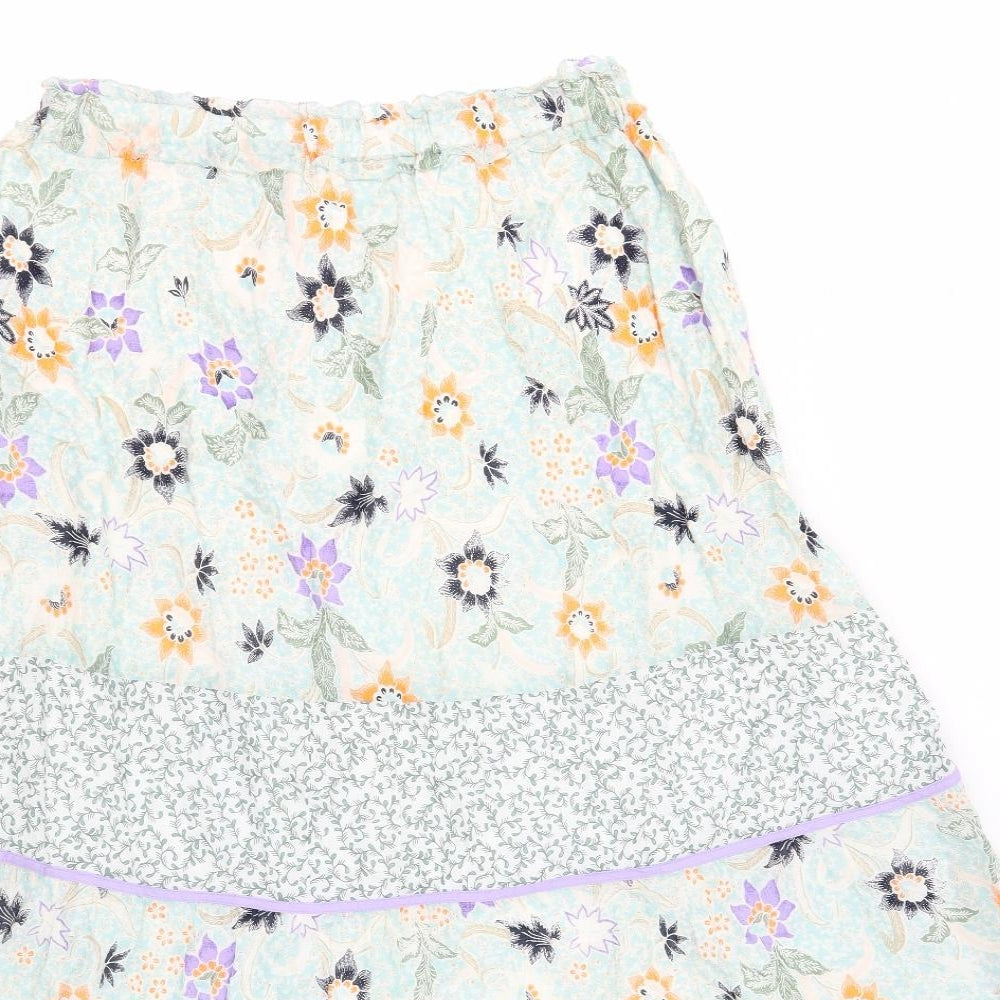 Per Una Womens Multicoloured Geometric Cotton A-Line Skirt Size 10