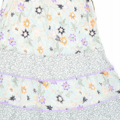 Per Una Womens Multicoloured Geometric Cotton A-Line Skirt Size 10
