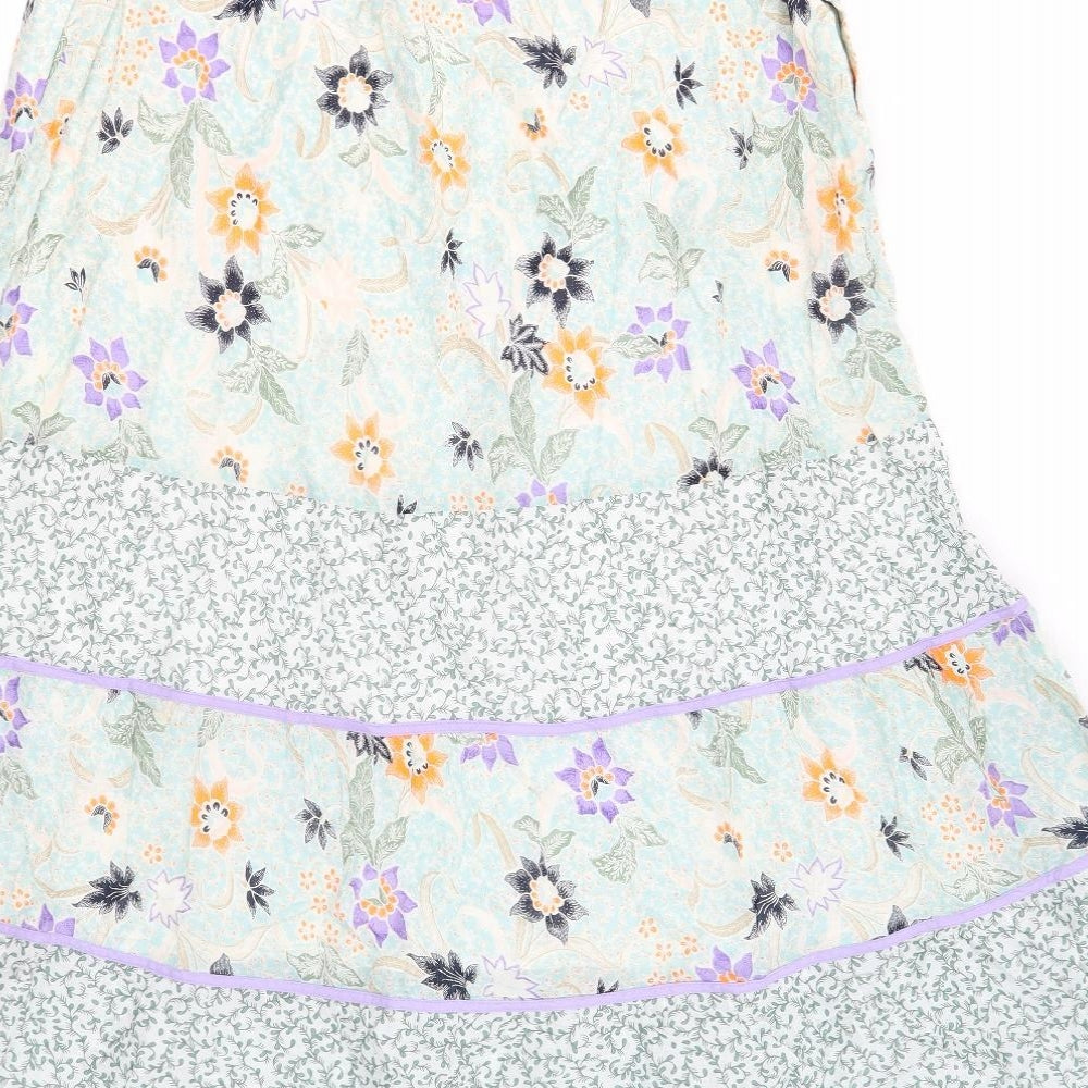 Per Una Womens Multicoloured Geometric Cotton A-Line Skirt Size 10