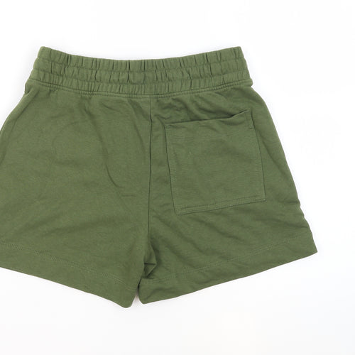 Marks and Spencer Womens Green Cotton Sweat Shorts Size 10 Regular Drawstring - Pockets