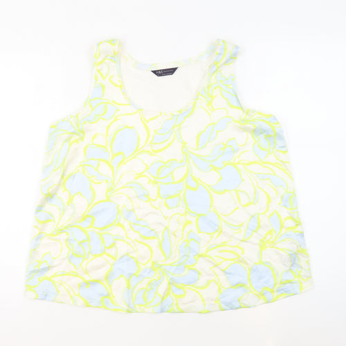Marks and Spencer Womens Ivory Geometric Polyester Basic Tank Size 14 Boat Neck
