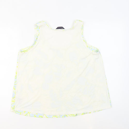 Marks and Spencer Womens Ivory Geometric Polyester Basic Tank Size 14 Boat Neck
