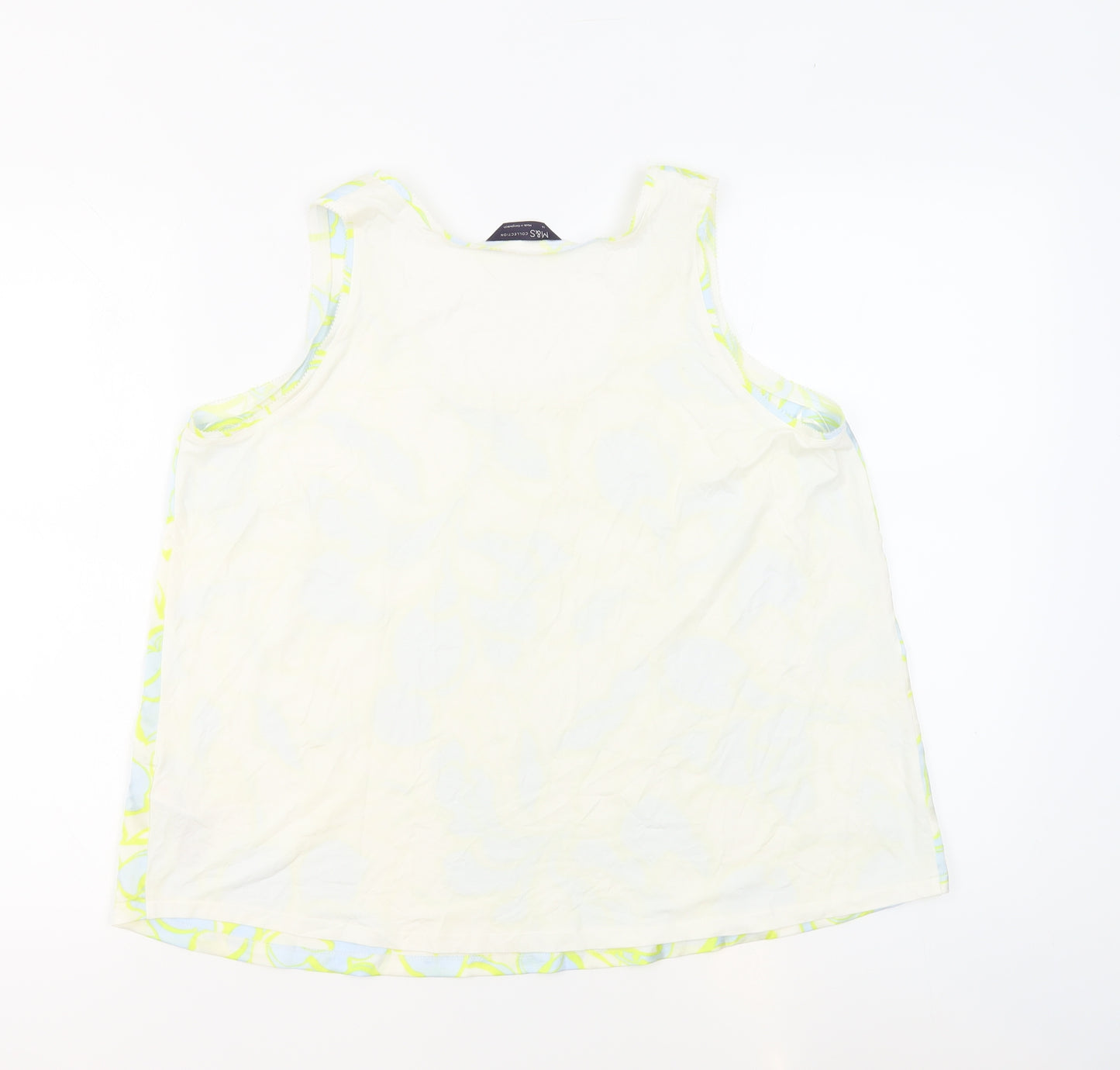 Marks and Spencer Womens Ivory Geometric Polyester Basic Tank Size 14 Boat Neck