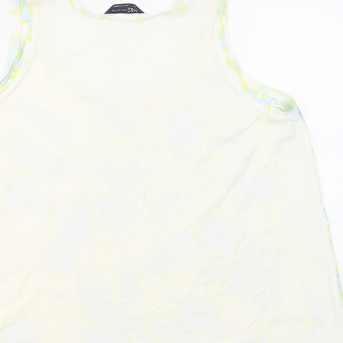 Marks and Spencer Womens Ivory Geometric Polyester Basic Tank Size 14 Boat Neck