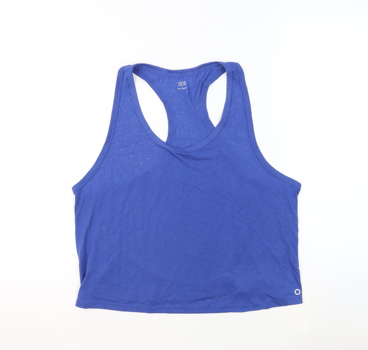 GOODMOVE Womens Blue Polyester Basic Tank Size 18 Scoop Neck Pullover - Sheer