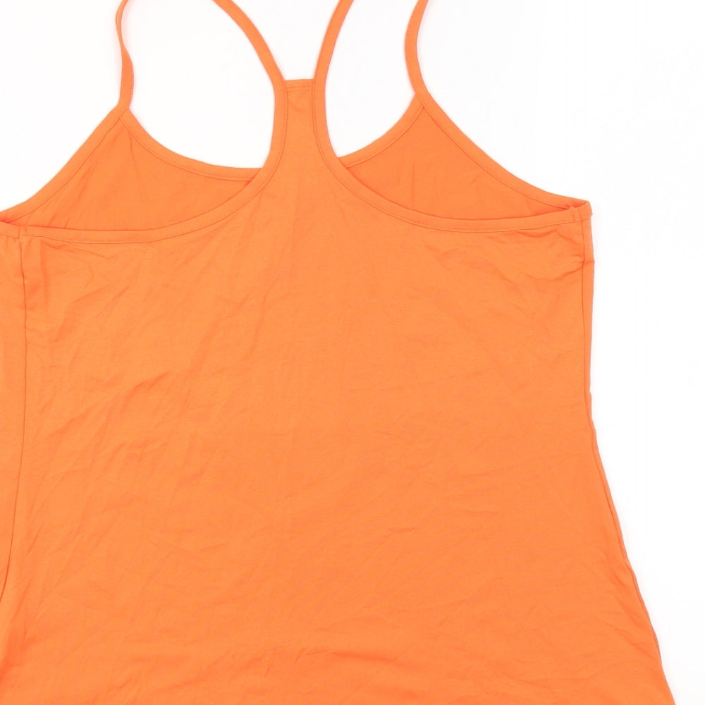 GOODMOVE Womens Orange Polyester Basic Tank Size 16 Round Neck Pullover