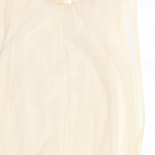 Coast Womens Beige Polyester A-Line Size 10 Round Neck Button - Sequin Detail