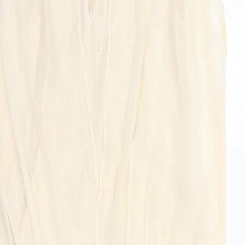 Coast Womens Beige Polyester A-Line Size 10 Round Neck Button - Sequin Detail