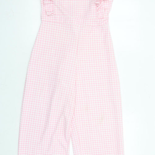 Boohoo Womens Pink Check Polyester Jumpsuit One-Piece Size 12 L25 in Zip