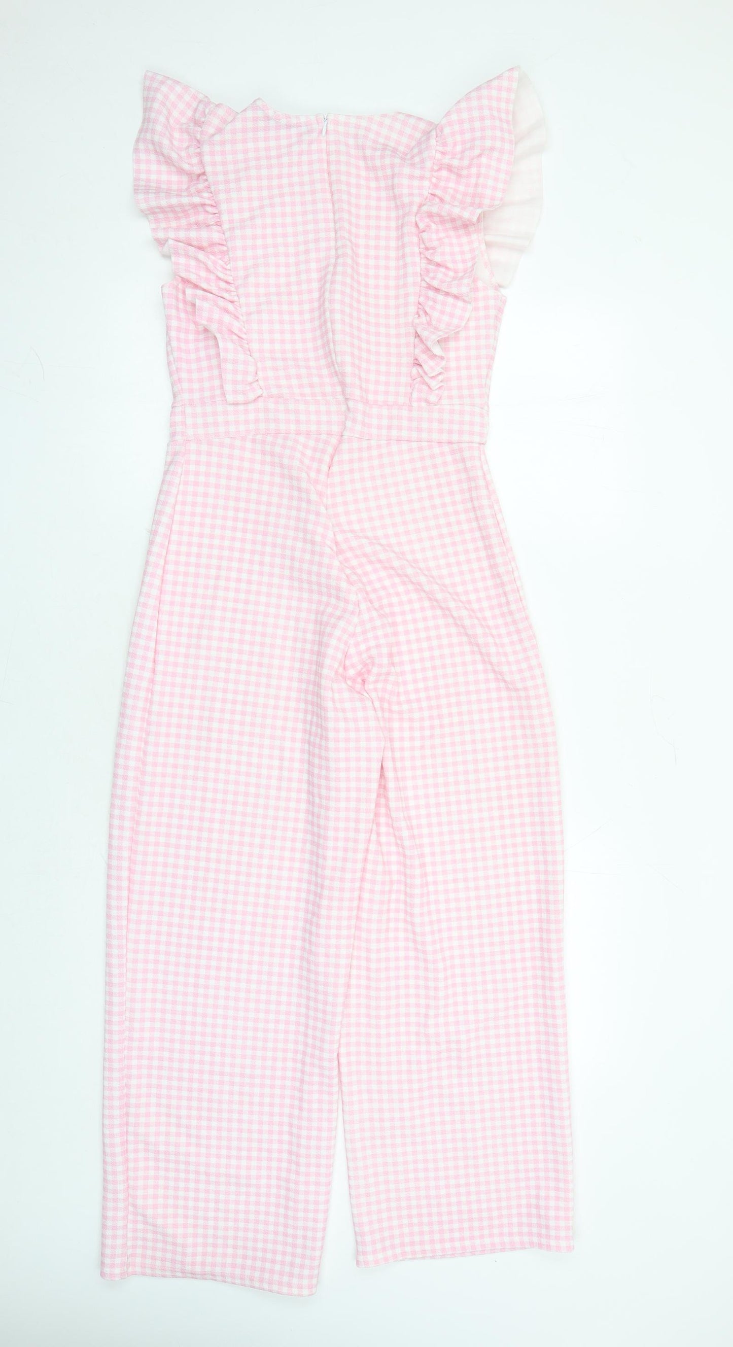 Boohoo Womens Pink Check Polyester Jumpsuit One-Piece Size 12 L25 in Zip