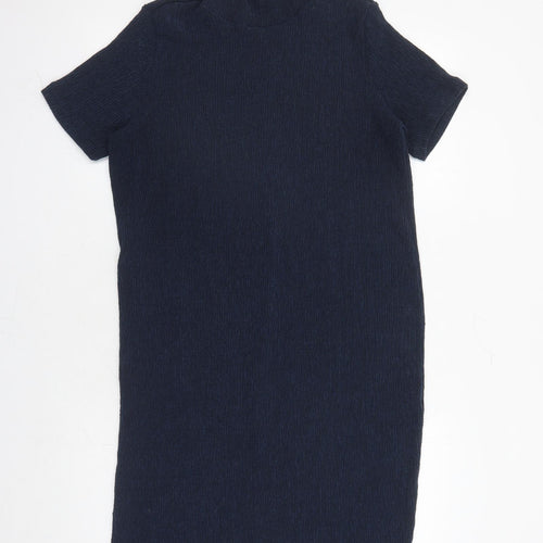 Marks and Spencer Womens Blue Polyester A-Line Size 16 Mock Neck Pullover