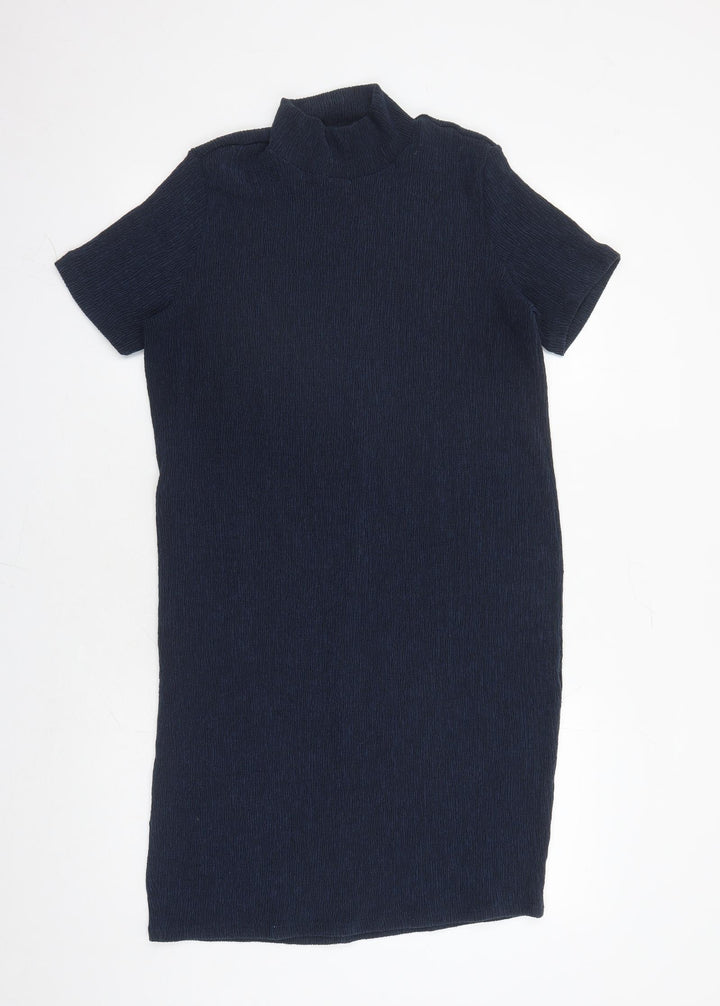 Marks and Spencer Womens Blue Polyester A-Line Size 16 Mock Neck Pullover
