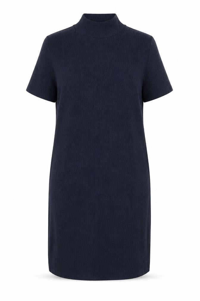 Front view of Marks & Spencer women’s blue polyester a-line, size UK 16, mock neck pullover