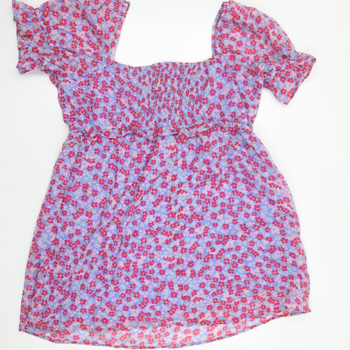 Wednesday's Girl Womens Multicoloured Floral Polyester A-Line Size 24 V-Neck Pullover