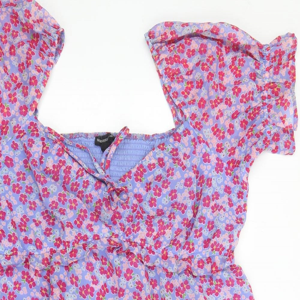 Wednesday's Girl Womens Multicoloured Floral Polyester A-Line Size 24 V-Neck Pullover
