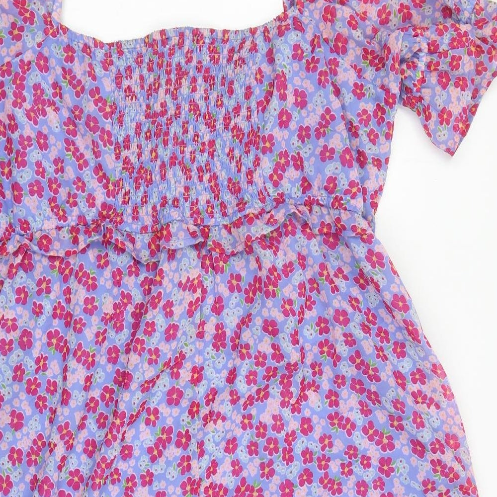 Wednesday's Girl Womens Multicoloured Floral Polyester A-Line Size 24 V-Neck Pullover