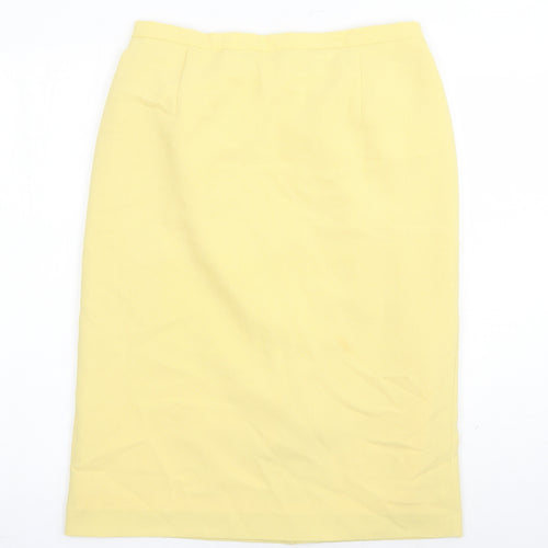 Janine Pauporte Womens Yellow Polyester A-Line Skirt Size 32 in Zip - Elasticated Waist Lined