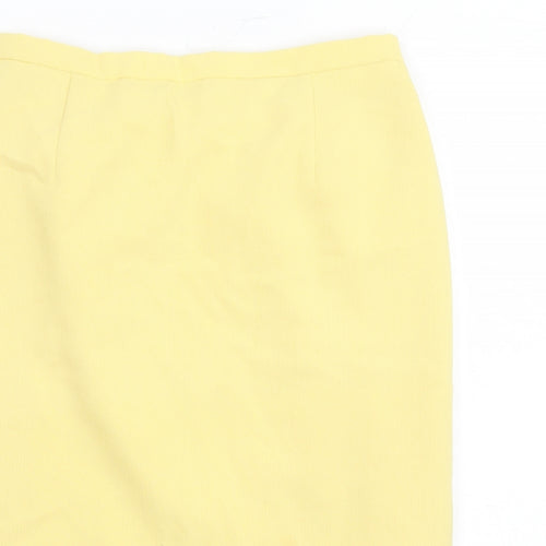 Janine Pauporte Womens Yellow Polyester A-Line Skirt Size 32 in Zip - Elasticated Waist Lined