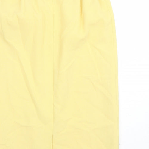 Janine Pauporte Womens Yellow Polyester A-Line Skirt Size 32 in Zip - Elasticated Waist Lined