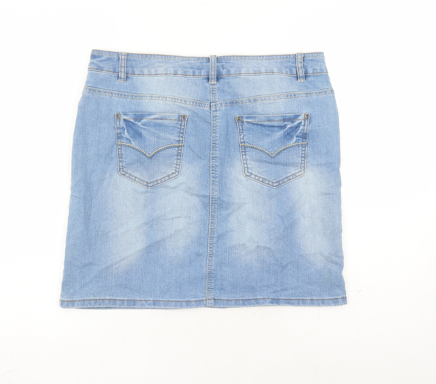 TU Womens Blue Cotton A-Line Skirt Size 12 Zip