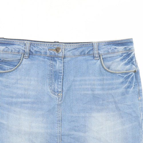 TU Womens Blue Cotton A-Line Skirt Size 12 Zip