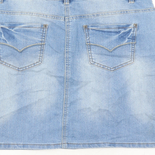 TU Womens Blue Cotton A-Line Skirt Size 12 Zip